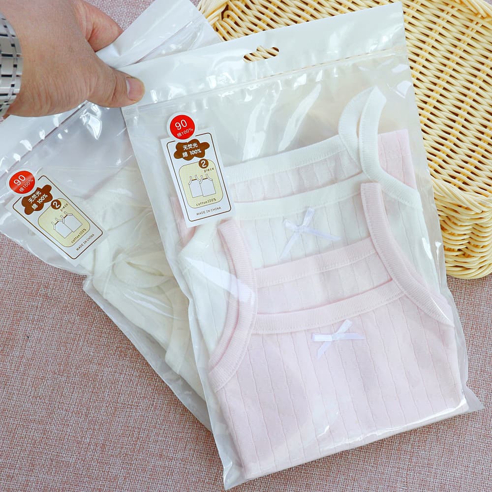 Children's Thin Vest Tank Top Solid Color Jacquard 100% Cotton Breathable Base Layer Seamless 2-Pack Drop Shipping