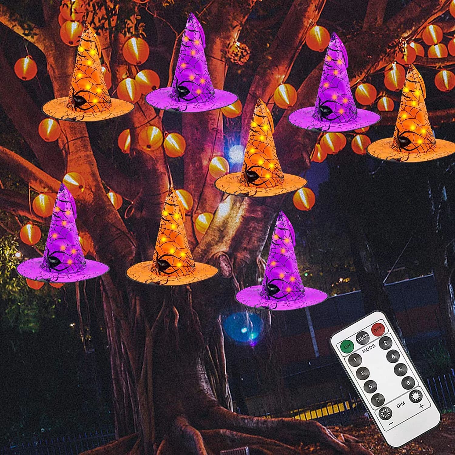 Cross-border new product Halloween Witch Hat Lamp Luminous Props Horror Arrangement Decoration Lamp Ghost Festival Witch Hat Hanging Lamp