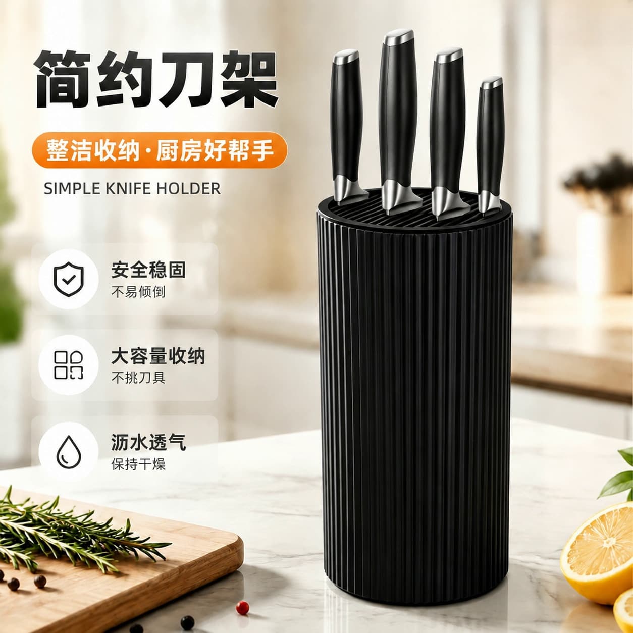 Customized Nordic simple plastic knife holder, creative vertical pattern kitchen knife storage rack, cross-border wavy pattern knife holder