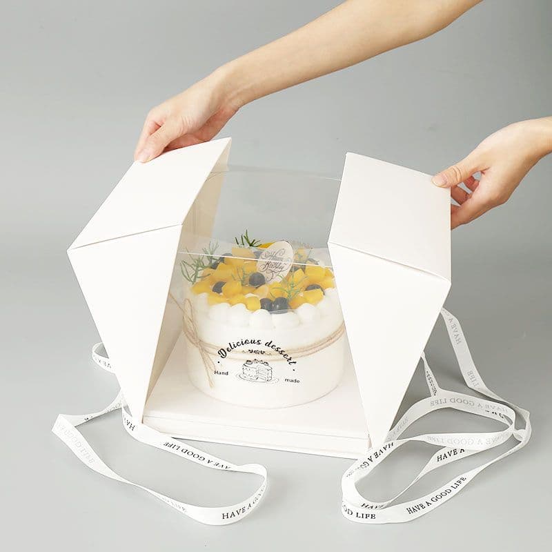Portable Transparent Cake Box 6-Inch 8-Inch Birthday Cake Mousse Square Box Dessert Pastry Packaging Box High-End Gift Box