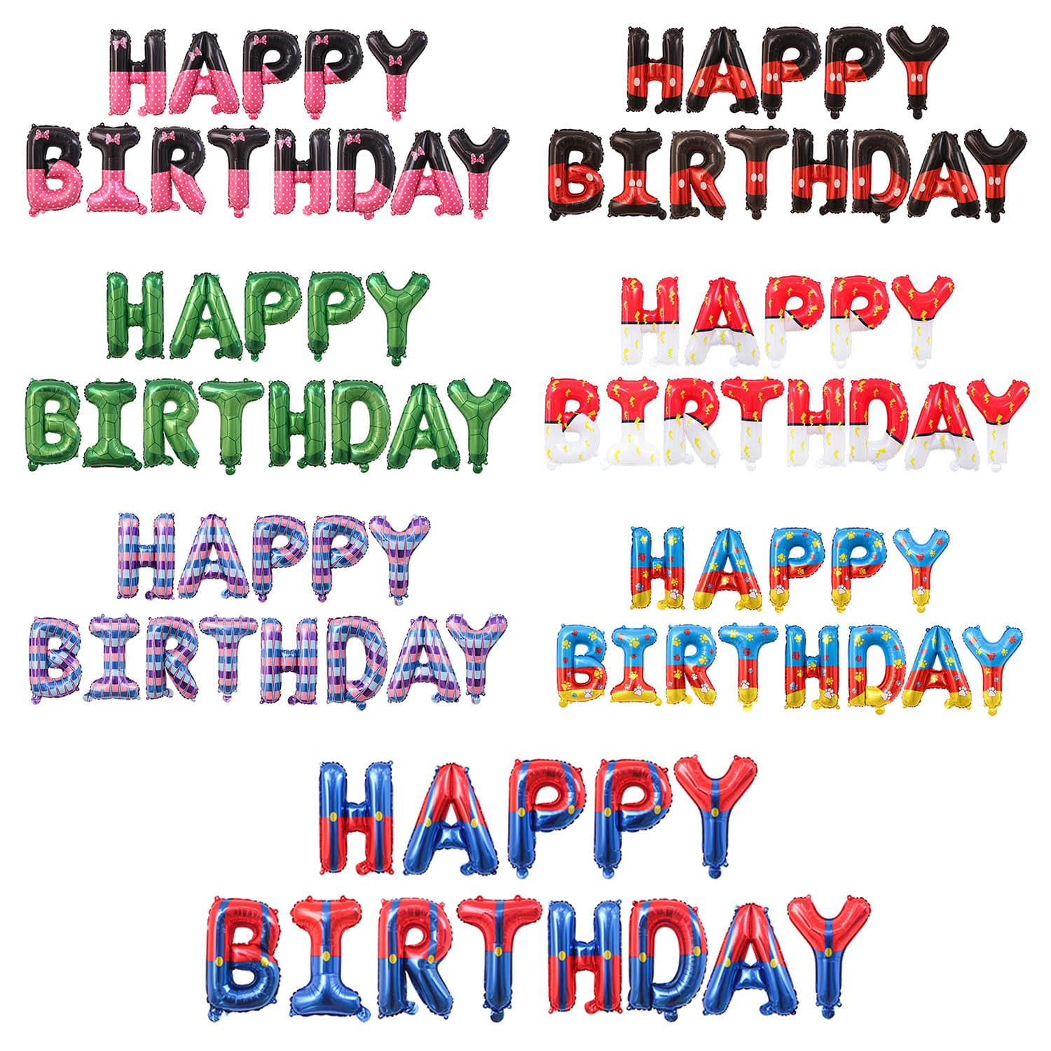 New 16-inch themed Happy Birthday letter balloons Mickey Minnie Teenage Mutant Ninja Turtles Pokemon themed balloons