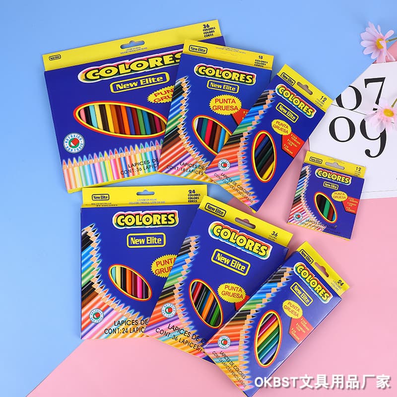 Blue Butterfly Oil-Based Colored Pencils 12/24 Colors Kids Drawing Coloring Art Supplies National Standard Safety Wholesale
