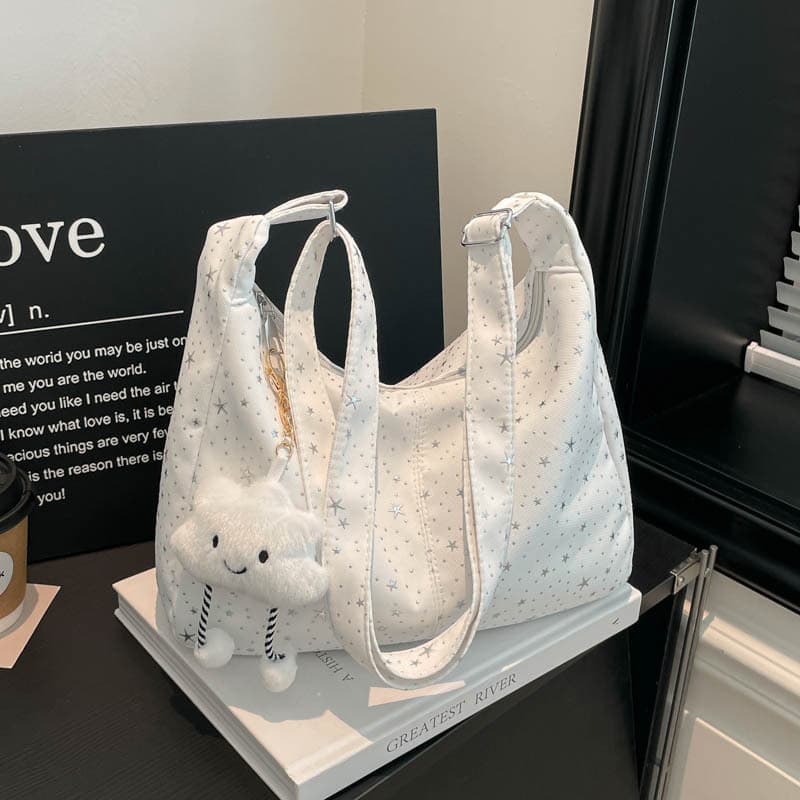 Star Lazy Style Large Capacity Tote Bag Women's Fashion Versatile Casual Canvas Shoulder Bag Commuting Crossbody Bag for Women