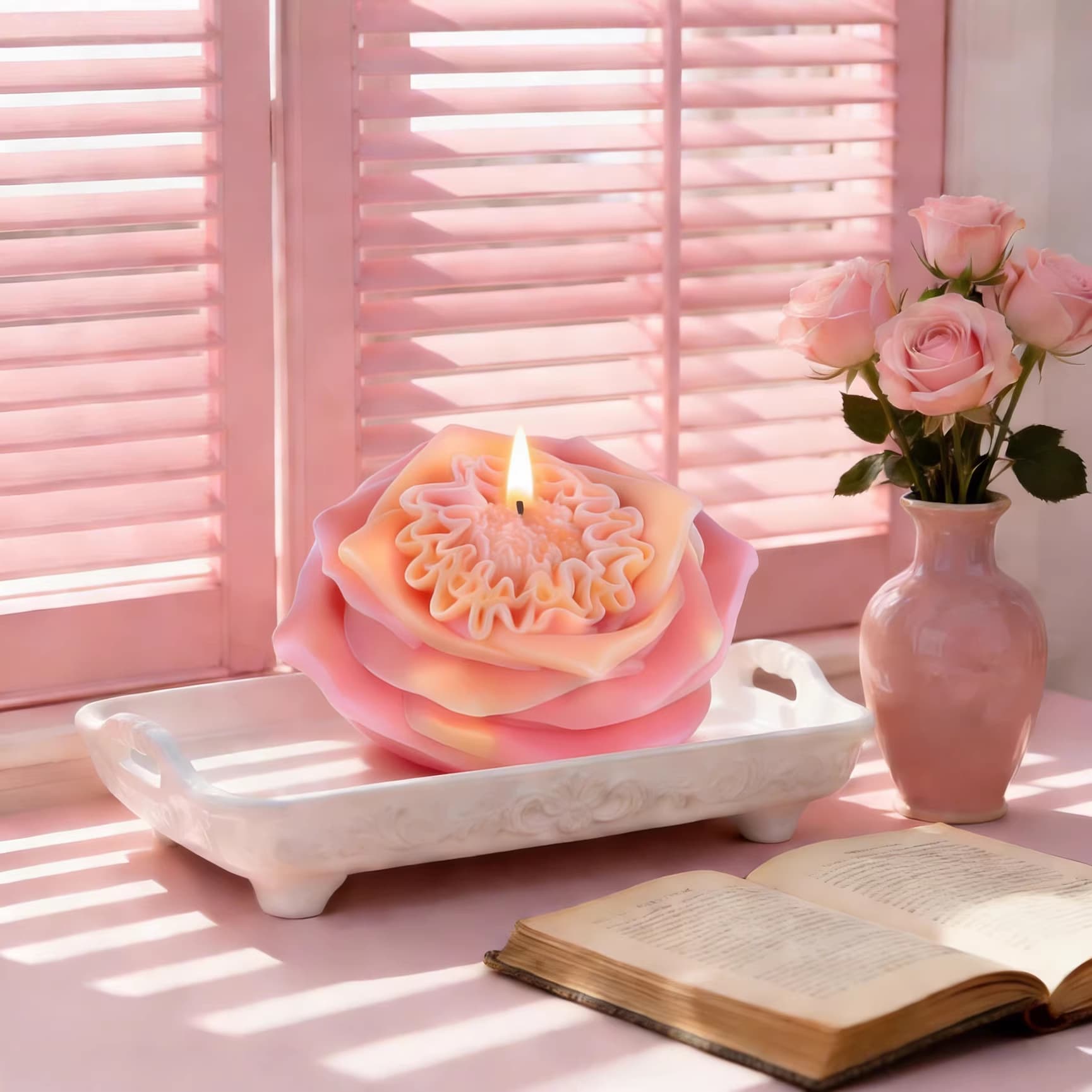 Wenxin Rose Candle Silicone Mold DIY Floral Aromatherapy Handmade Plaster Scented Stone Mold Source Factory