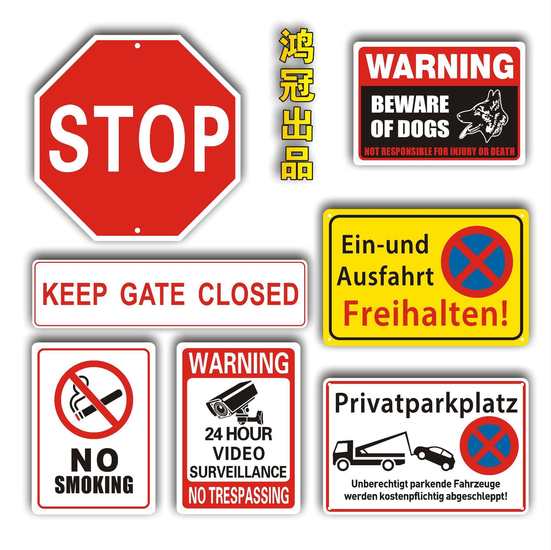 Cross-border Trade Aluminum Plate Baked Paint Warning Sign Reflective Signage 24-Hour Surveillance Area Warning Sign Friendly Reminder Board
