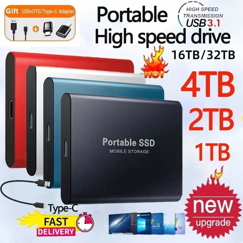 Cross-border Portable External SSD High-Speed 16TB 8TB 4TB 2TB Factory Stock Type-C Solid State Drive
