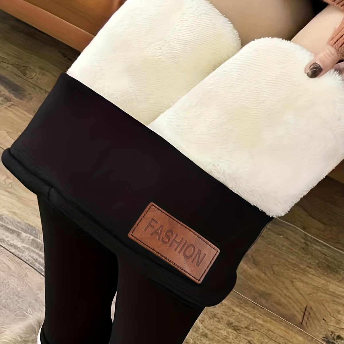 Temu Fleece-lined Thickened Women's Leggings Autumn Winter Warm Base Trousers Plus Velvet Lining For Extra Warmth