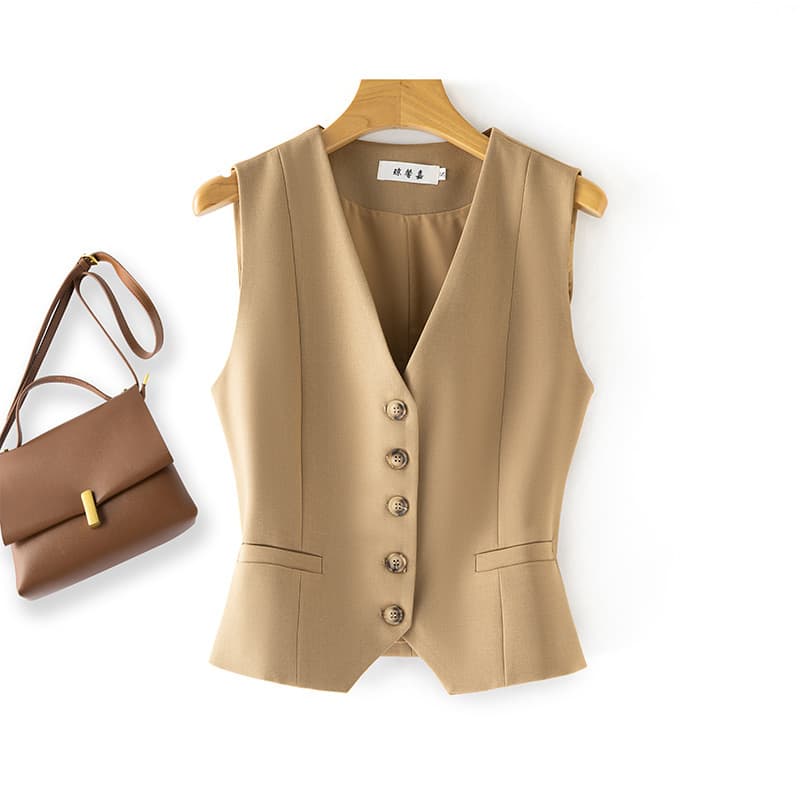 Old money style suit vest women's design vest outer wear 2026 spring and autumn new sleeveless commuting versatile waistcoat