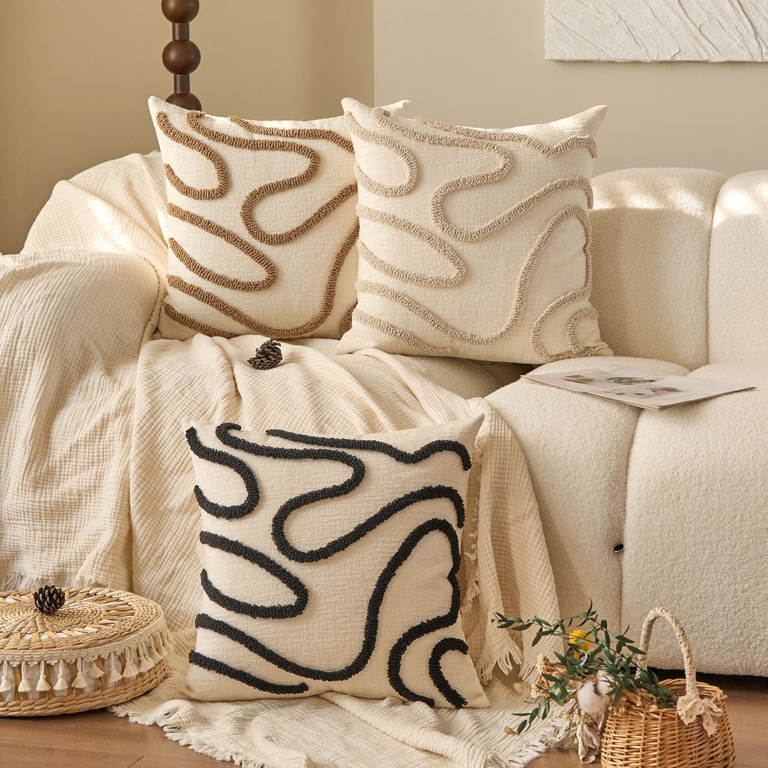 Model Room Hotel Bedroom Throw Pillow Cover Modern Light Luxury Sofa Gold Pattern Pillow Case Back Support Cushion