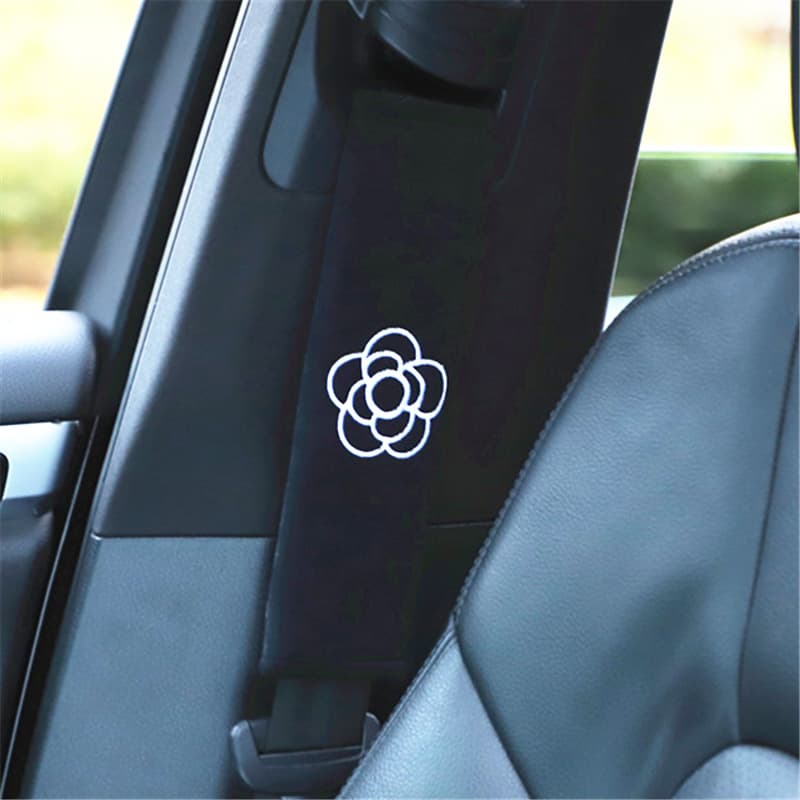 Car Safety Shoulder Pad Plush Camellia Anti-Choke Neck Car Protection Cover Creative Fashion Car Accessories