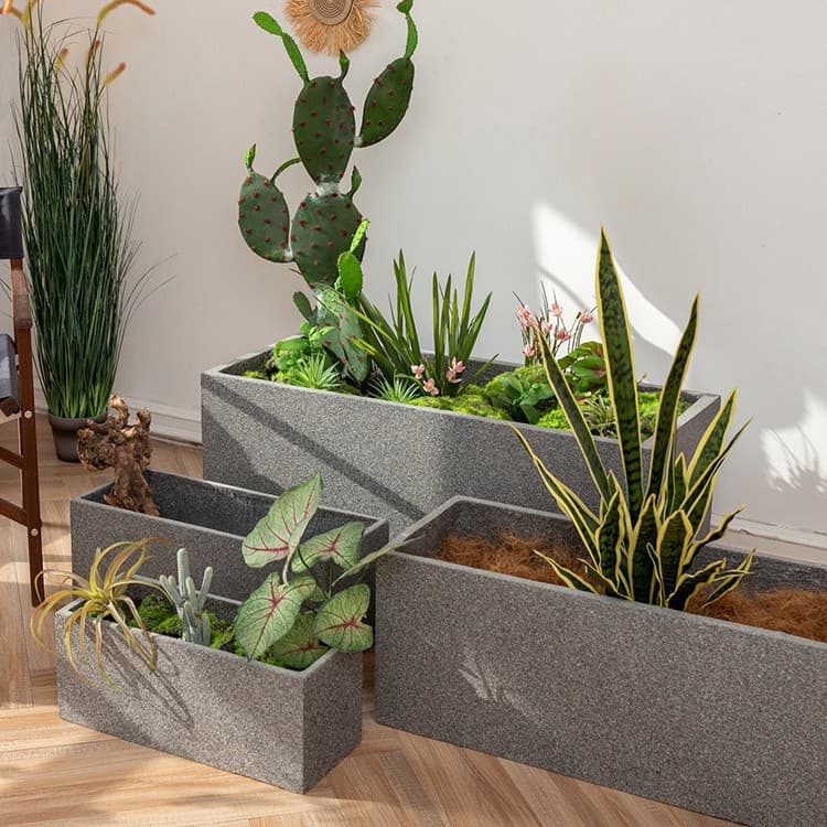 Juhan Rectangular Magnesium Mud Flower Pot Cement Planter Horse Trough Outdoor Balcony Courtyard Partition Flower Green Plant Planting Box