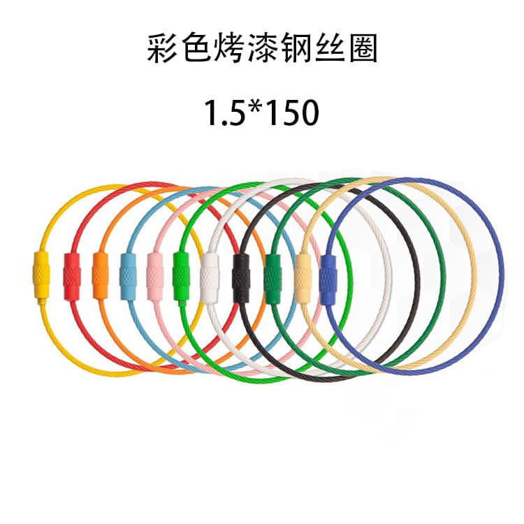 Manufacturer supplies colorful painted steel wire ring DIY keychain accessories cartoon metal keychain large bunch of keychains