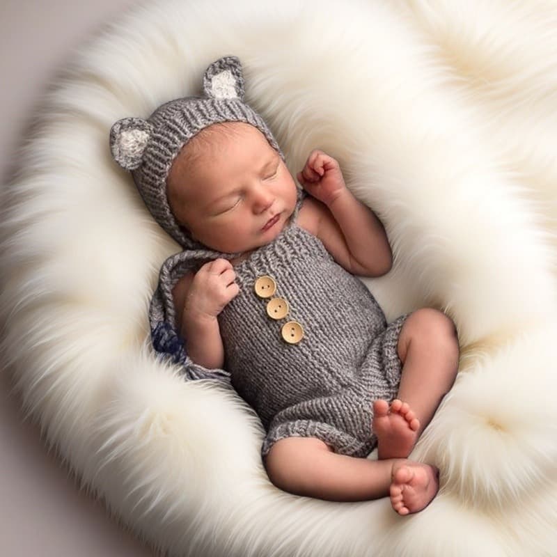 Newborn knitted animal photography clothing baby full moon fox styling suit 49CM reborn doll toy clothing