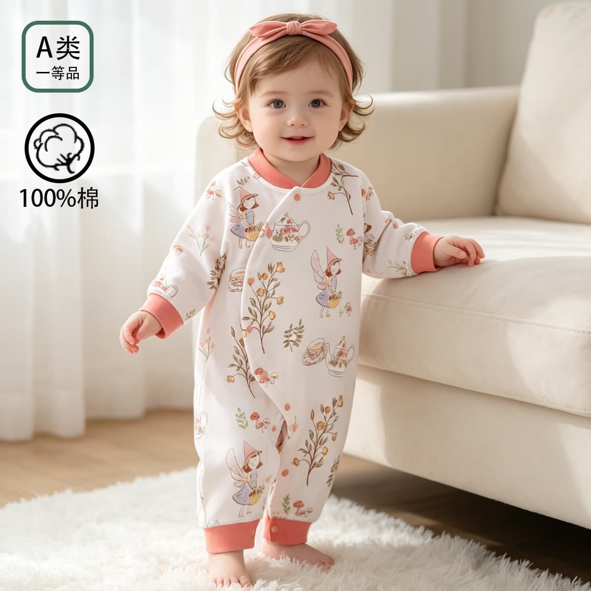 Baby Side-Snap Cotton Bodysuit Spring Autumn Seamless Romper Boys Girls Long Sleeve Crawling Clothes Newborn Four Seasons Pajamas
