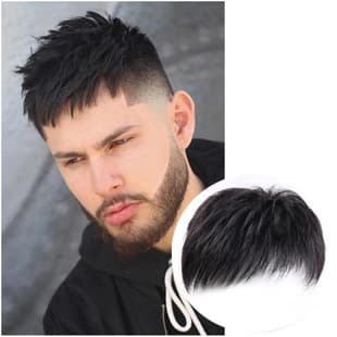 Men's Short Wig Handsome Invisible Real Hair Top Hairpiece Cover Gray Hair Bald Spot Toupee