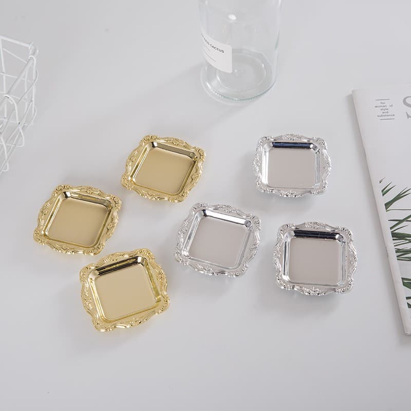 Factory Direct Plastic Electroplated Small Square Tray, Electroplated Plastic Tray, Silver Tray, Square Tray, Small Plate