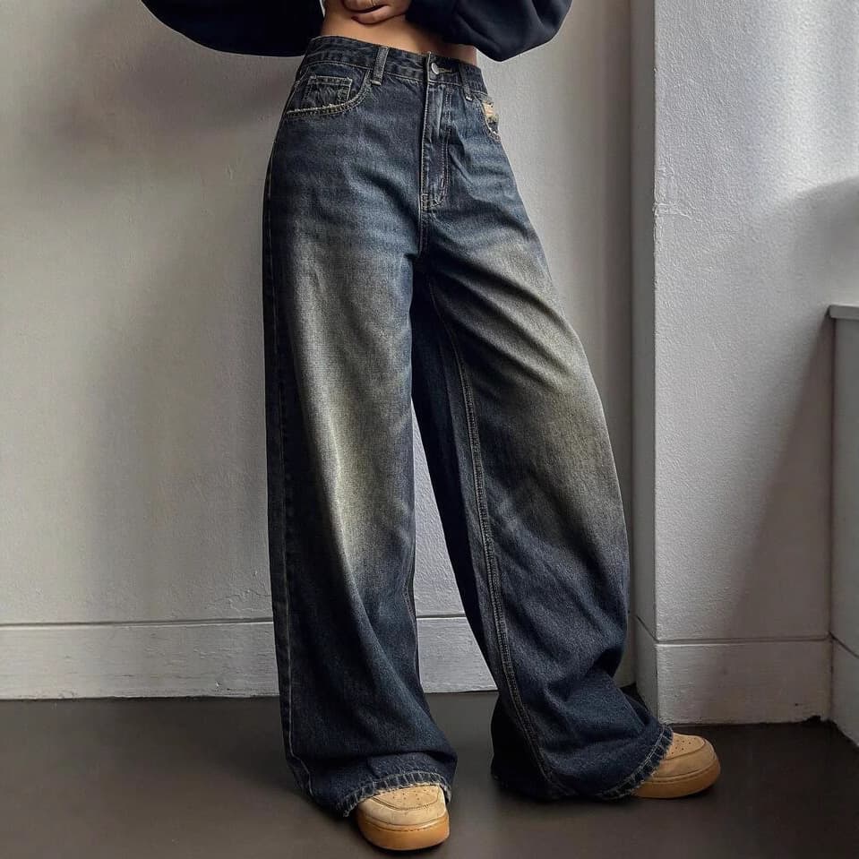 Amazon European and American Style Cross-Border Spring Versatile American Retro Jeans Women's Long Pants with Drape