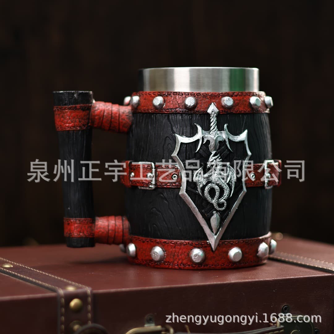 Cross-border New Wooden Barrel Beer Mug, European Medieval Viking Barrel Beer Mug, Handmade Mug
