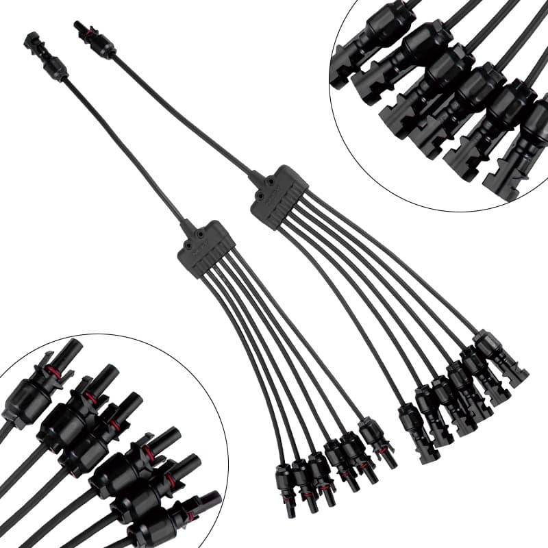 Photovoltaic wire connector 6 to 1 wire harness connector Solar panel cable parallel 7-way wiring adapter