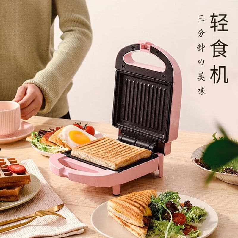 Mini Toaster Oven for Home Use, Light Food Bread Toaster, Small Toast Press, Multifunctional Breakfast Maker, Pink, No Accessories