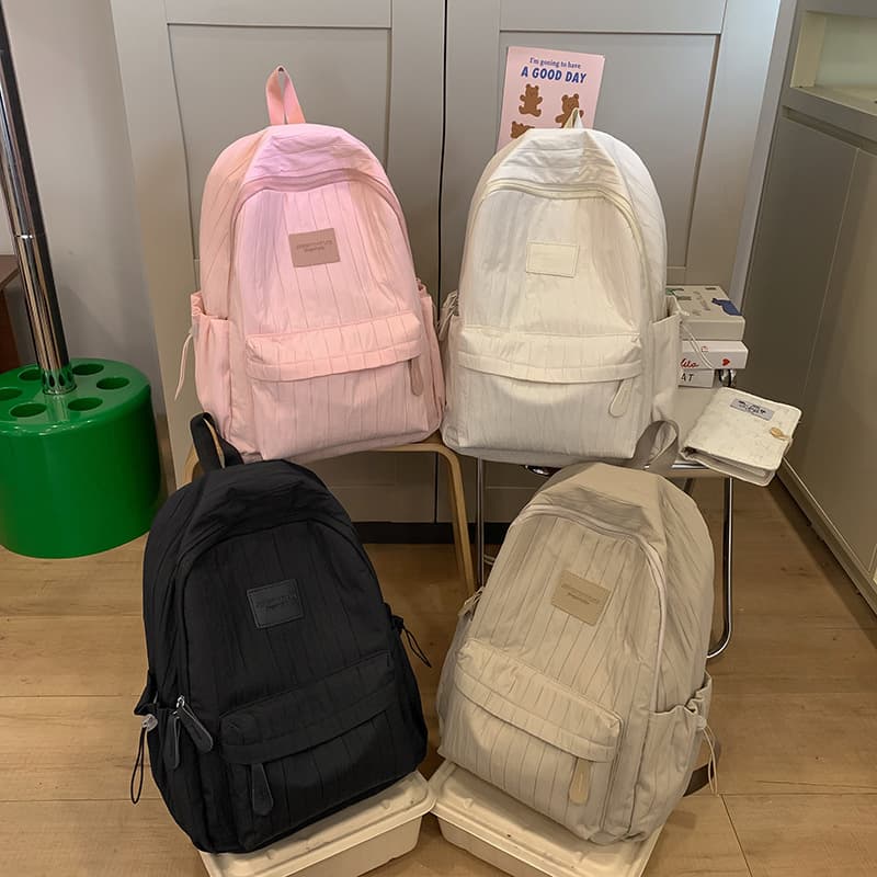 Forest Style Middle School Girl Backpack Solid Color Versatile Large Capacity Backpack Lightweight Casual Travel Backpack