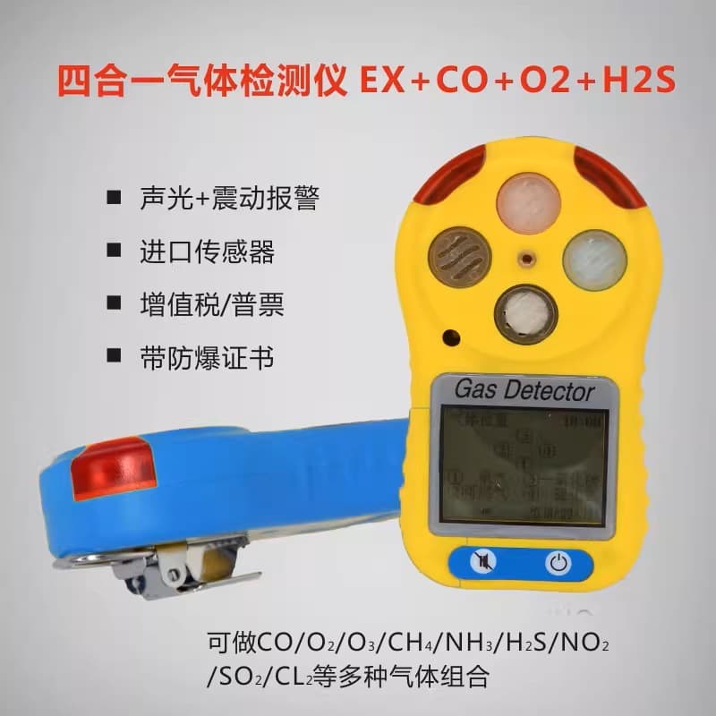 Fire and Gas Protection Station Hydrogen Sulfide Concentration Detector Alarm, Portable Industrial-Grade Toxic Gas Monitor
