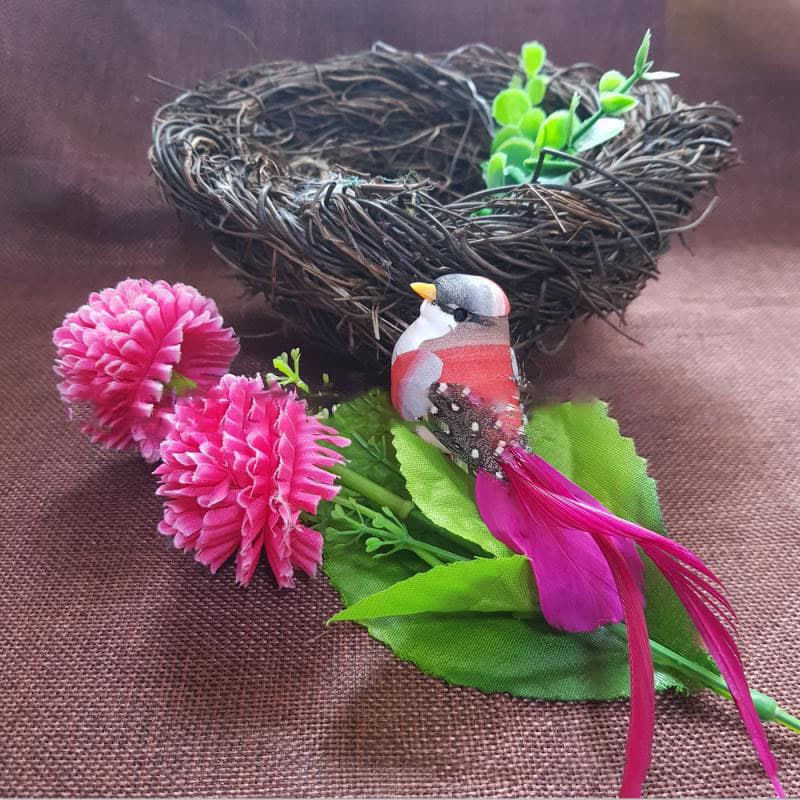 14cm clip-on style six-color pearl feather simulated bird, feather decoration bird