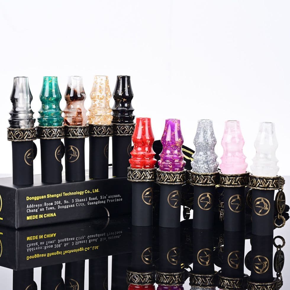 Alfah Shisha Arabic hookah tip gold foil resin + double chain with gift box hookah tip