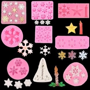 Christmas Baking Mold - Snowflake Fondant Chocolate Silicone Mold, Multi-Size Snowflake Multi-Cavity Cake Decorating Tool
