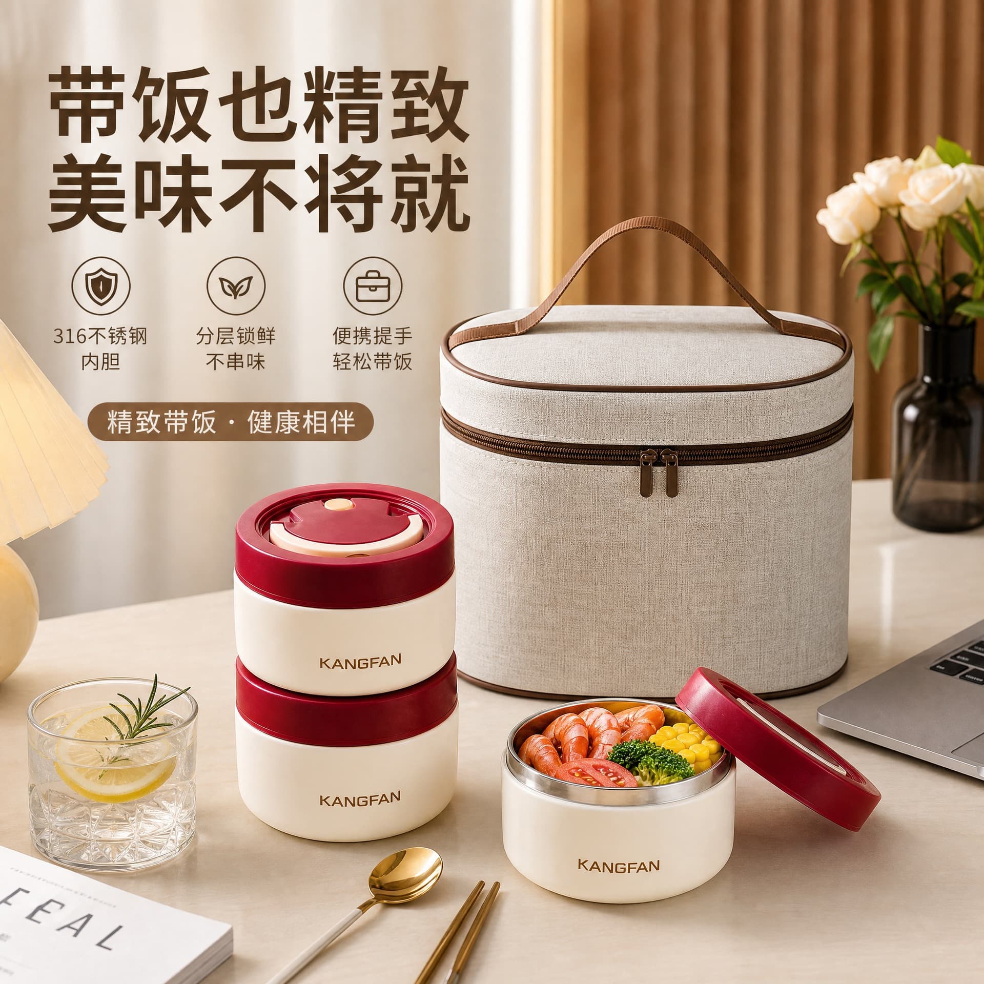316 Stainless Steel Insulated Lunch Box, Multi-Layer Large Capacity Leak-Proof Bento Box, Fresh-Keeping Lunch Box for Students and Office Workers