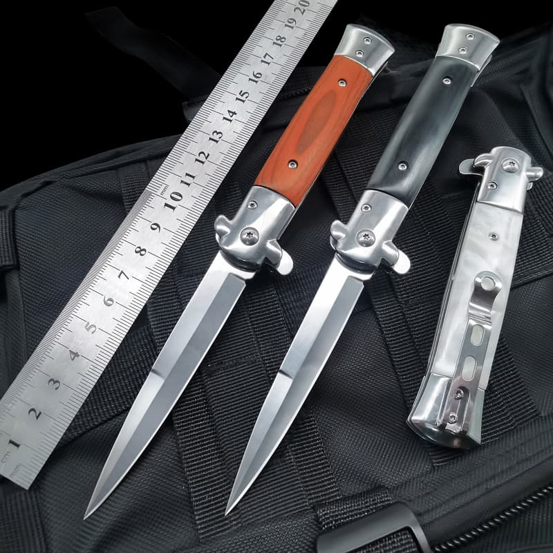 Mafia stainless steel pocket knife, outdoor household fruit knife, self-defense field military knife, one-piece folding knife