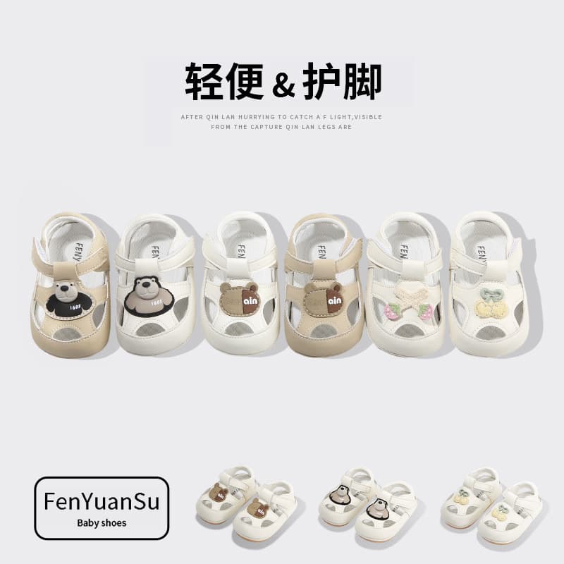New Summer Closed-Toe Sandals for Infants and Toddlers, Soft Sole, 0-6-12 Months, Baby Walking Shoes for Boys and Girls