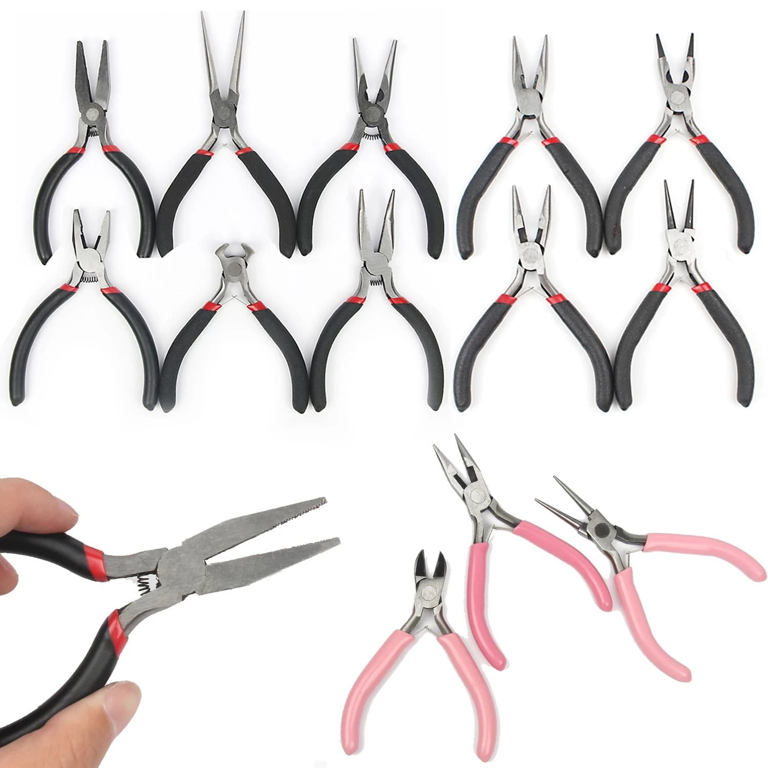 4.5-inch mini needle-nose pliers, DIY pliers, diagonal pliers, curved-nose pliers, flat-tip cutting pliers, toothless pliers