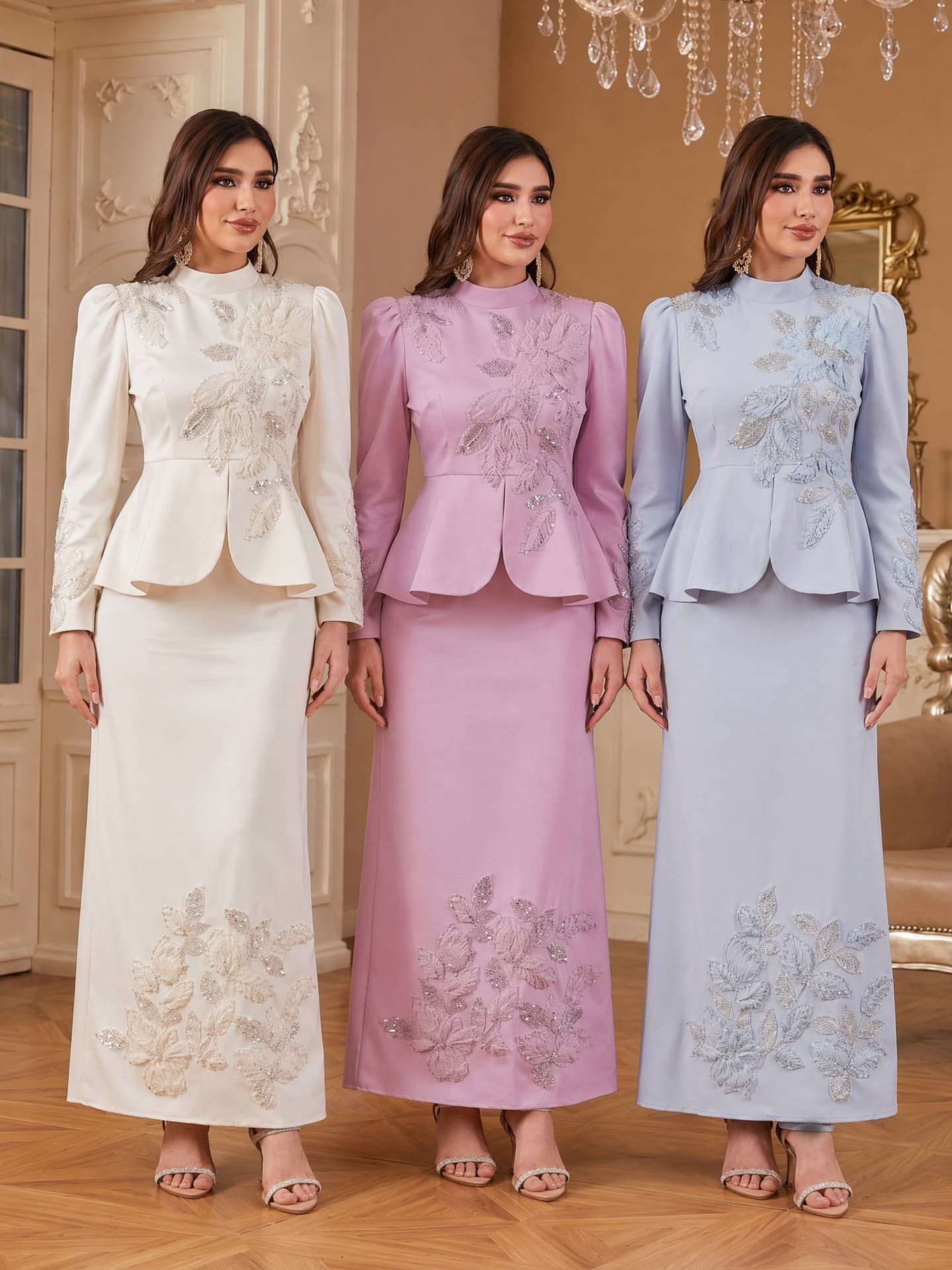 2026 new cross-border heavy industry beaded embroidered jacket skirt suit foreign trade women's binding