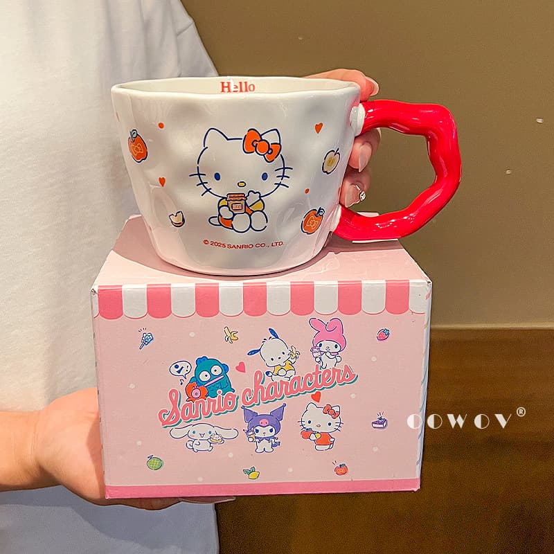 Sanrio Hello Kitty Ceramic Mug Large Capacity Couple Water Cup High Appearance Coffee Cup Birthday Gift
