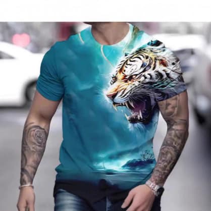 Tiger Print T-Shirt 3D Animal Men's Summer Short Sleeve Men's Oversized T-Shirt Casual Tops TEES Men's Clothing