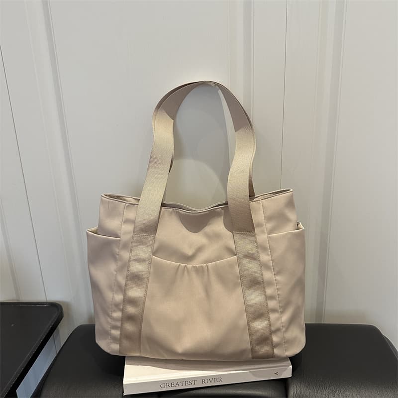Cross-border Women's Bag Japanese Style Solid Color Tote Bag Shoulder Bag Casual Minimalist Mom Going Out Bag Canvas Handbag Versatile