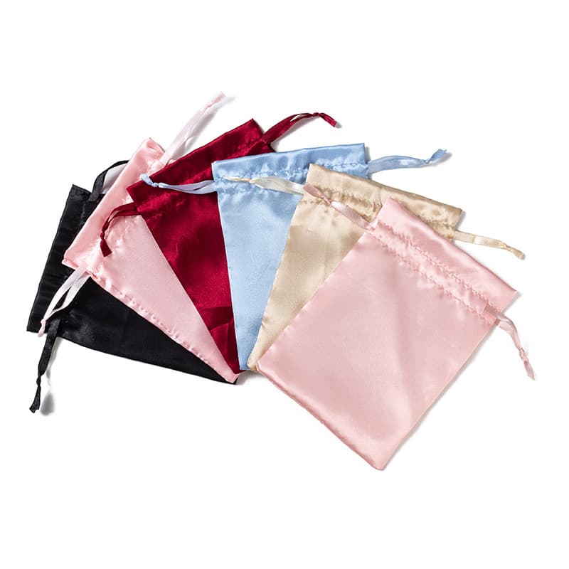 Satin Drawstring Pouch Bag Premium Design Imitation Silk Satin Fabric with Logo Printing