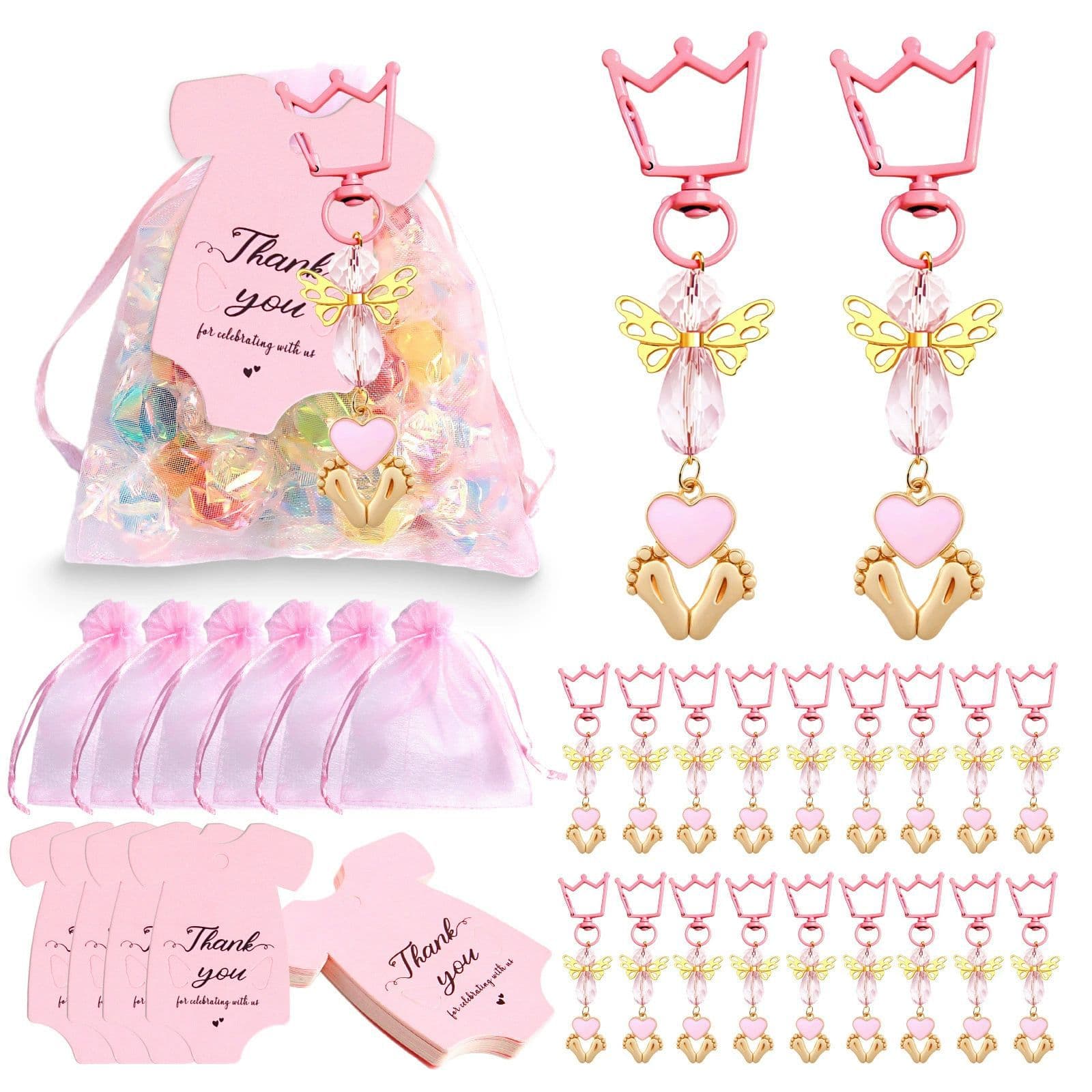 Cross-border Creative Guardian Angel Footprint Keychain Set Pendant Baby Shower Party Souvenir