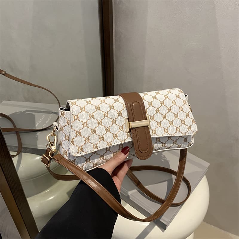 Vintage Contrast Color Handbag for Women 2025 New Trendy Design Patchwork Square Bag Commuter Tote Crossbody Bag