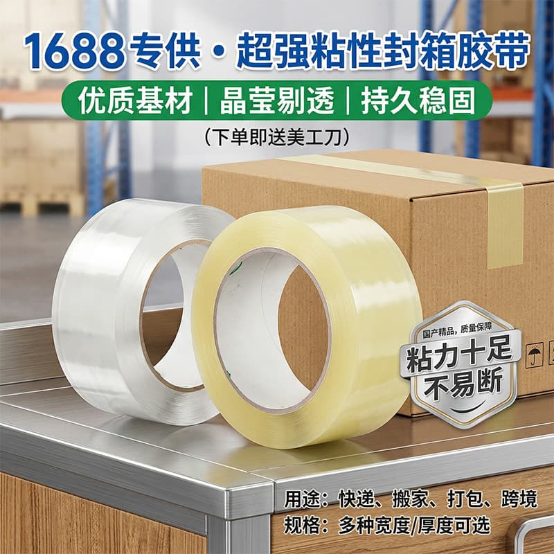 Express Packaging Tape, High Viscosity, Thickened Large Roll, E-commerce Shipping Transparent Sealing Tape, Wholesale Full Box Sealing Tape