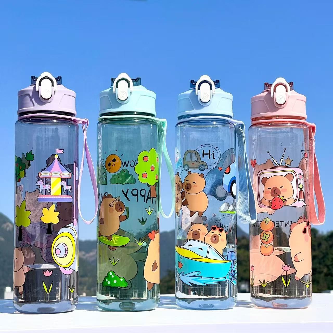 Kabibala High-Capacity Water Bottle with Pop-Up Straw, Portable Carry Strap, Kids Cup, Factory Wholesale