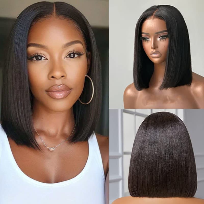 Cross-border foreign trade 13*4 bob wig front lace full human hair hair cover wig, 100% human hair