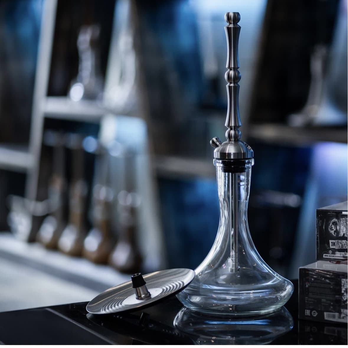 Stainless steel hookah mattpear gift box hookah transparent glass bottle hookah shisha