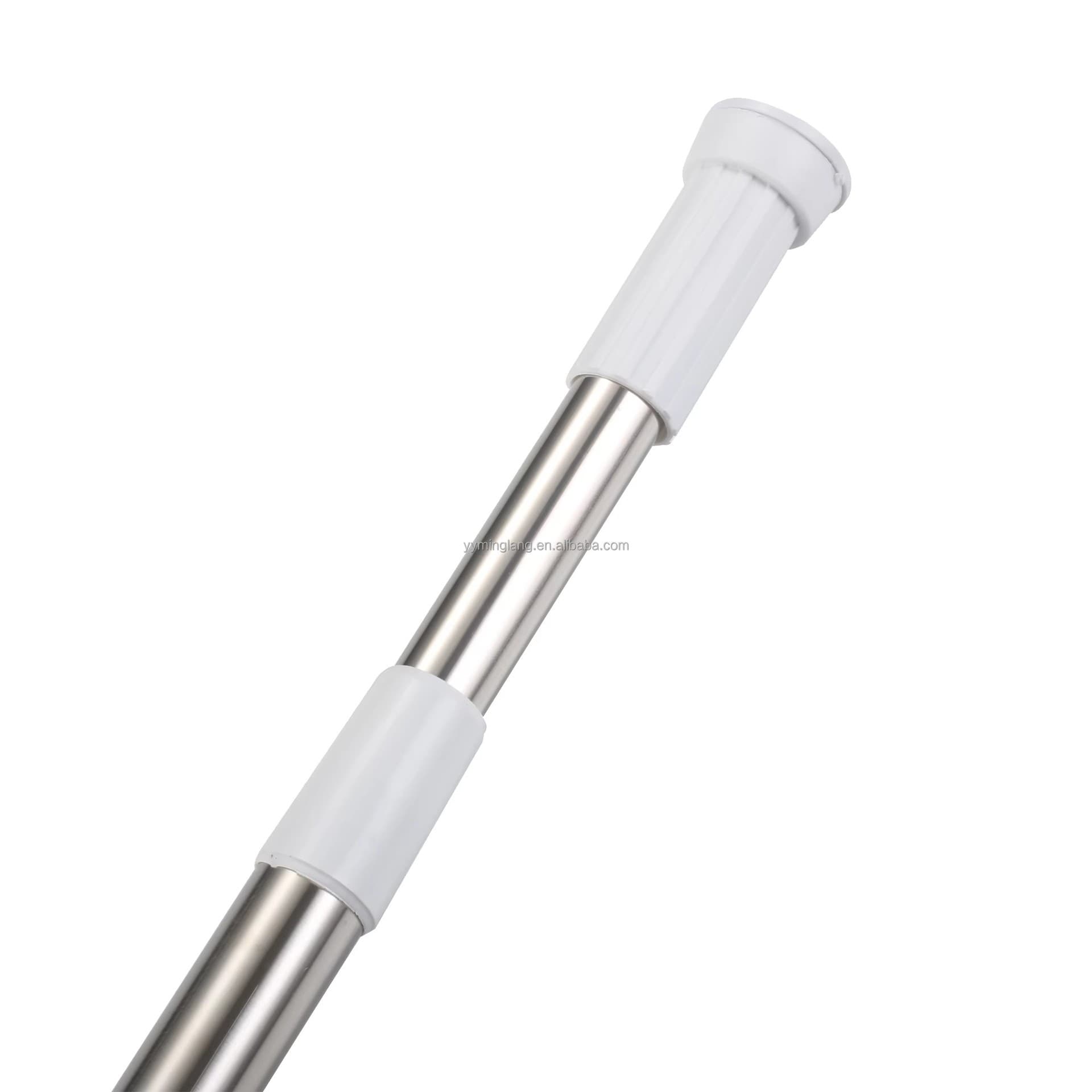 Cross-border thickened stainless steel strong telescopic rod curtain rod clothes drying rod shower curtain rod no-drill straight rod shower curtain