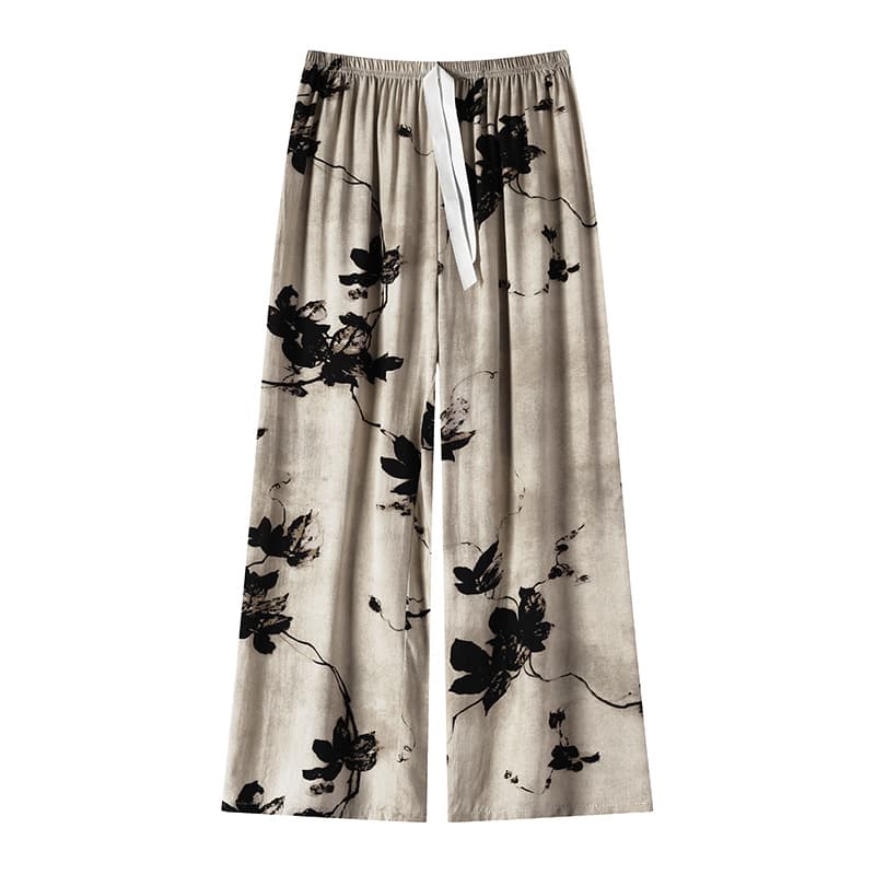 2026 New Fashion Women's Pajama Pants Summer Thin Loose Wide-Leg Pants Comfortable Printed Home Pants That Can Be Worn Outside