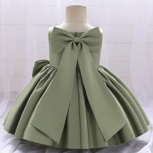 Amazon EU/US New Children's Formal Dress Baby Birthday Party Dress Big Bow Princess Wedding Dress