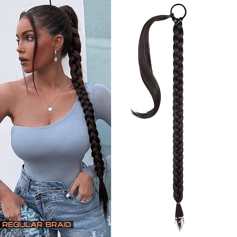 Factory wholesale European and American women's long braided hair extensions with top clip, women's clip-in braided ponytail, in stock