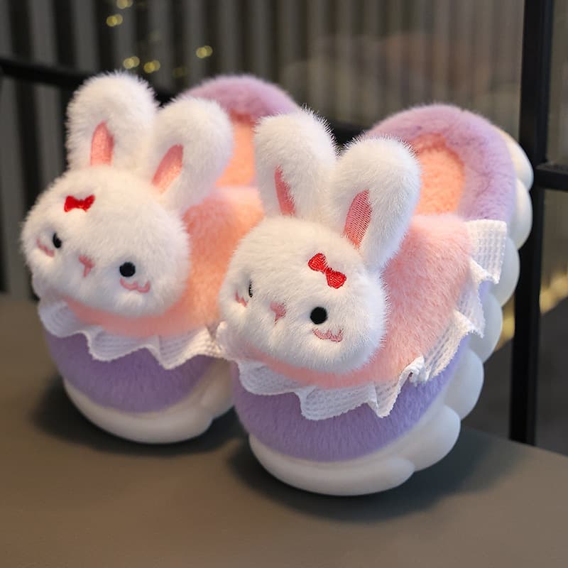 Children's Cotton Slippers, Girls' Cute Cartoon Winter Indoor/Outdoor Home Warm Non-Slip Baby Cotton Shoes Parent-Child Shoes