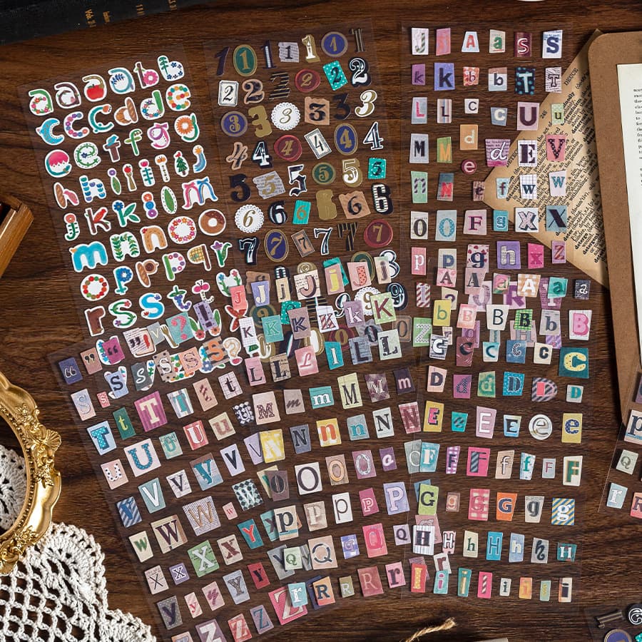 Office & Educational Decorative Alphanumeric Stickers XJ0018, 6 Sheets per Set, New Style for Scrapbooking, Travel, and Student Use